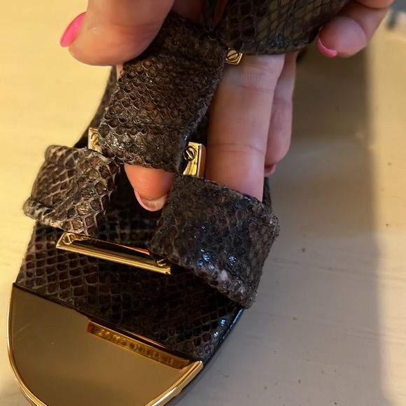 TORY BURCH SNAKESKIN CHUNKY HEELS SZ 8.5M - Picture 4 of 13